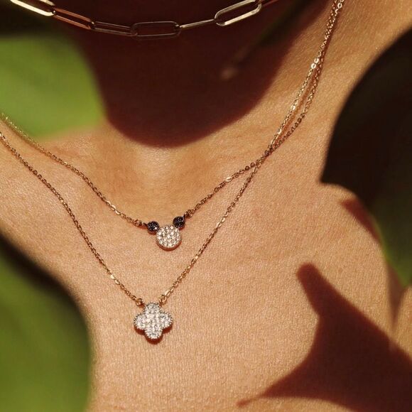 14K Solid Gold Adjustable Clover Necklace - A Perfect Gift - Picture 10 of 10